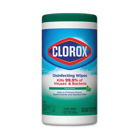 Clorox Disinfecting Wipes, Bleach Free Cleaning Wipes, 1-Ply, 7 x 8, Fresh Scent, White, 75 Wipes, PK6 CLO 01656